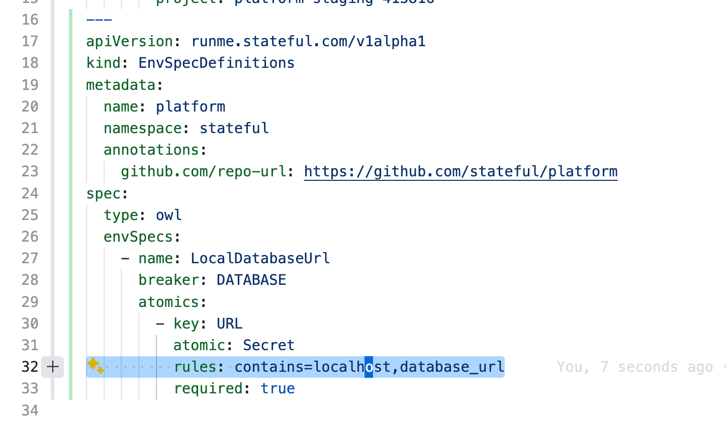 CRD-style Env Spec definition